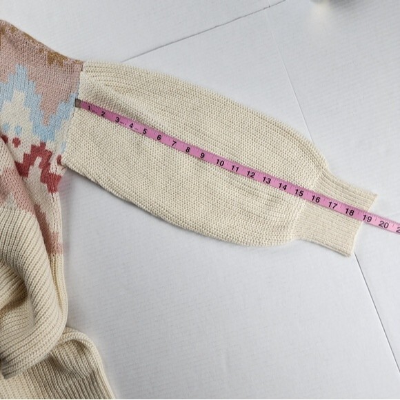 SO Turtleneck Knit Dress Sweater Ivory Pink Oversized Size M - Picture 8 of 15